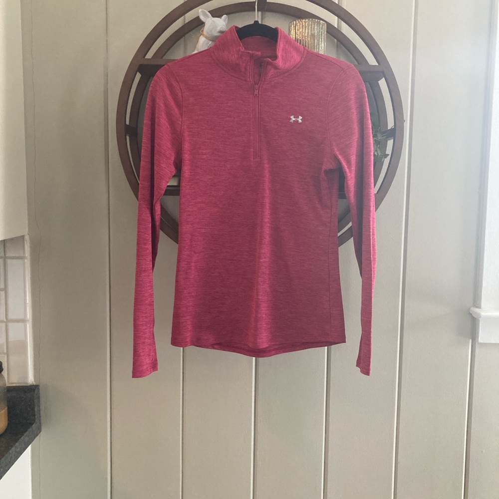 Under Armour Heathered Rose Pink Half-Zip Pullover